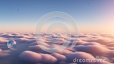 A Remarkable View Of A Group Of Bubbles Floating In The Sky AI Generative Stock Photo