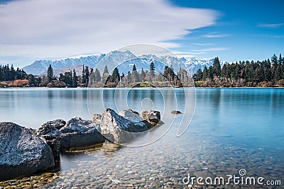 The Remarkables and Lake Wakatipu | Queenstown, New Zealand Stock Photo