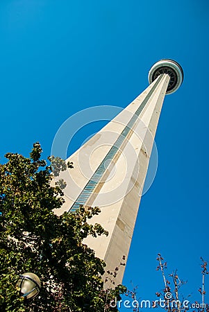 Looking up at the CN tower from ground level - in colour Editorial Stock Photo