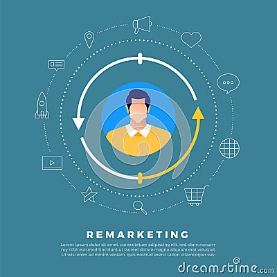 Remarketing digital marketing Vector Illustration