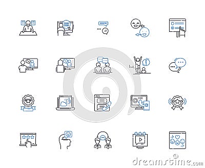 Remarks line icons collection. Commentary, Feedback, Opinion, Observations, Thoughts, Evaluation, Critique vector and Vector Illustration