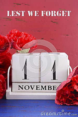 Remember, Armistice and Veterans Day Calendar Stock Photo