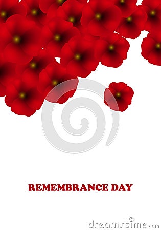 Remembrance Day, Anzac Day, Veterans Day Background with Poppies. Lest We Forget. Vector Illustration