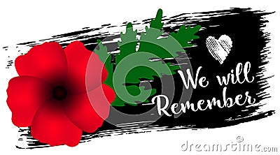Remembrance day, great design for any purposes. Anzac. Poppy flower symbol. Military history. Vector illustration of a bright Vector Illustration