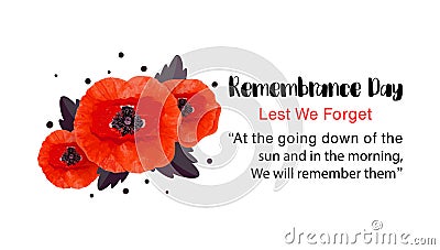 Remembrance Day vector card. Lest We forget. Vector Illustration