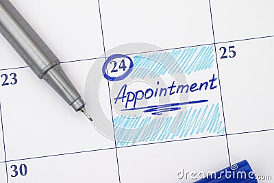 Reminder Appointment in calendar Stock Photo