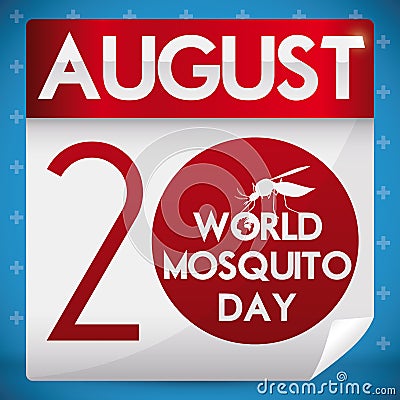 Reminder Date in Calendar Paper for World Mosquito Day, Vector Illustration Vector Illustration