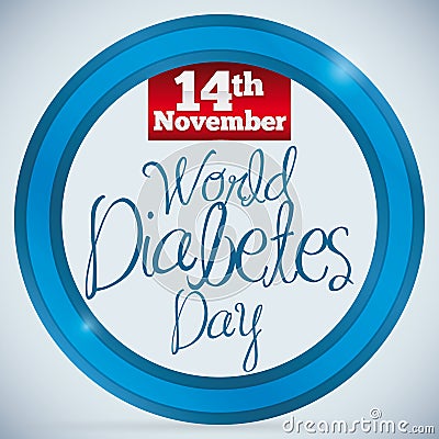 Reminder Date of World Diabetes Day over Blue Circle, Vector Illustration Vector Illustration