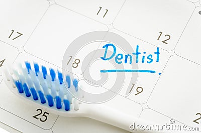 Reminder Dentist appointment in calendar Stock Photo