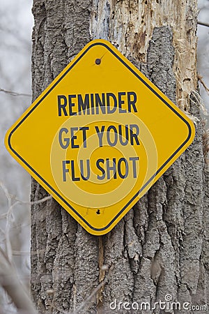 Reminder Get Your Flu Shot Sign Stock Photo