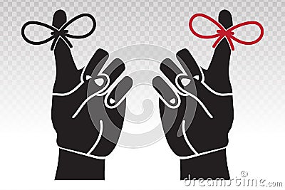 Reminder hand with tied ribbon to finger -vector flat icon on a transparent background Vector Illustration