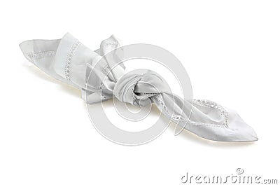 Reminder, knot in handkerchief isolated with shadow on white, c Stock Photo