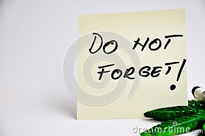 Reminder not to forget post card Stock Photo