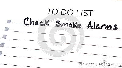 Reminder to Check Smoke Alarm Batteries Stock Photo