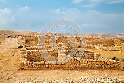 Remnant of Roman barracks in desert Stock Photo