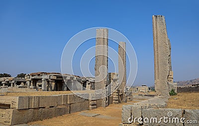 Remnants of Hampi ruins in Karnataka state India Editorial Stock Photo