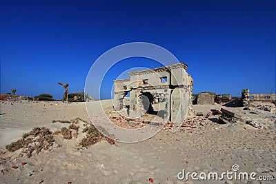 Remnants of the old Dhanushkodi city buildings. Stock Photo