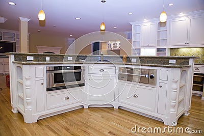 Remodeled Luxurious Modern Kitchen Stock Photo