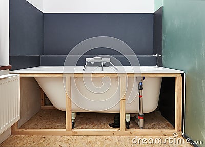 Remodeling a bathroom in renovated house Stock Photo