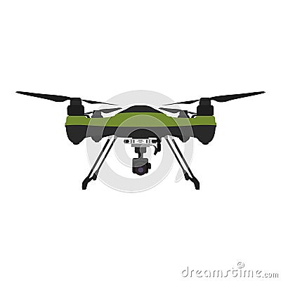 Remote aerial drone with a camera taking photography or video recording Vector Illustration