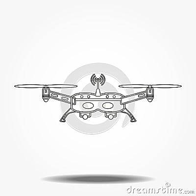 Remote aerial drone with a camera taking photography or video recording . Vector art on isolated background Stock Photo