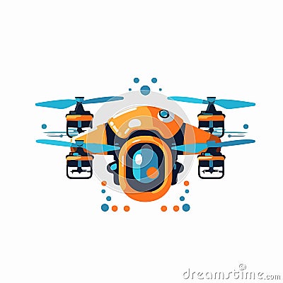 Remote aerial drone copter with a camera taking photography or video recording Vector Illustration