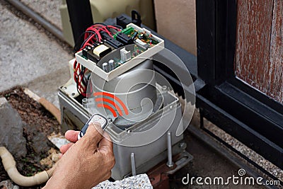 repair automatic gate motor gear Stock Photo