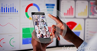 Remote Conference Webinar And KPI Dashboard Chart Stock Photo