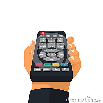 Remote control holding in hand Vector Illustration