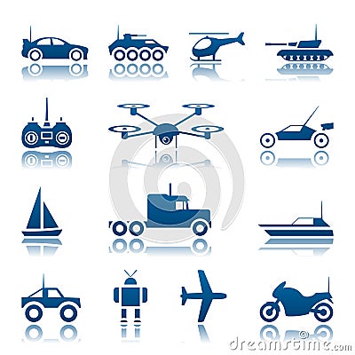 Remote control toys icon set Vector Illustration