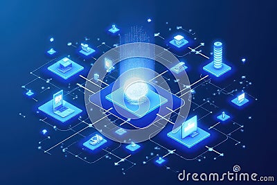 Remote Desktop Hosting Abstraction via Icon Design Stock Photo