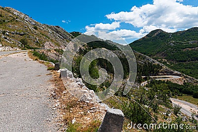 Remote desolated narrow roads, through multiple hairpin bends, leading down the mountain slopes to Pavlova Strana viewpoint Stock Photo