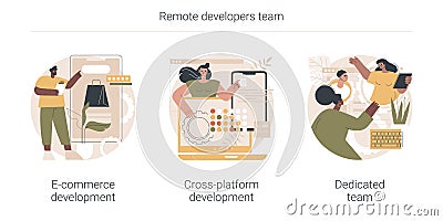 Remote developers team abstract concept vector illustrations. Vector Illustration