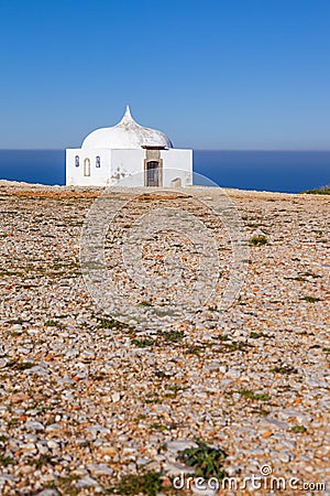 The remote Ermida da Memoria (Memory Hermitage) of the Nossa Senhora do Cabo Sanctuary Stock Photo