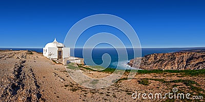 The remote Ermida da Memoria (Memory Hermitage) of the Nossa Senhora do Cabo Sanctuary Stock Photo