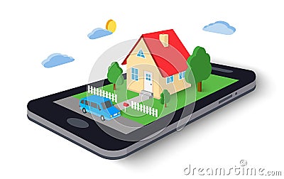 Remote home control concept icon. Vector illustration. Vector Illustration