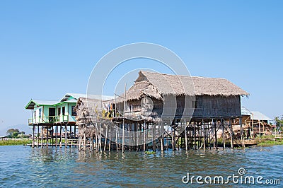 Remote lake comunity in Burma Editorial Stock Photo