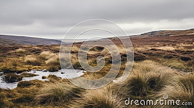 A remote landscape where the wind rushes over the remote moor Stock Photo