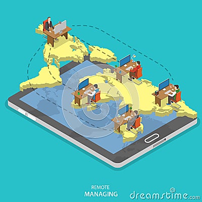 Remote managing isometric flat vector concept. Vector Illustration