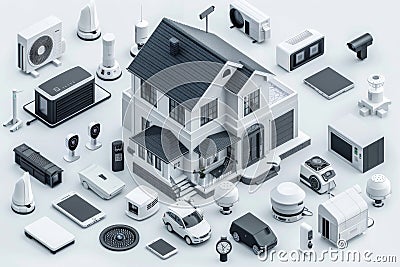 Remote network control in video cameras secures elderly monitoring systems, integrating security cameras with widespread wireless Cartoon Illustration