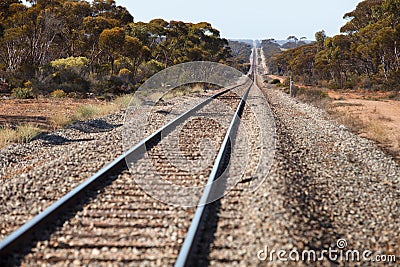 Remote railroad in australian bush Stock Photo