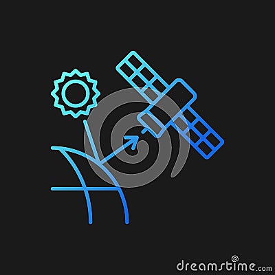 Remote sensing satellite gradient vector icon for dark theme Vector Illustration