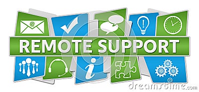 Remote Support Blue Green Up Down Symbols Stock Photo