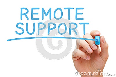 Remote Support Handwritten Blue Marker Stock Photo