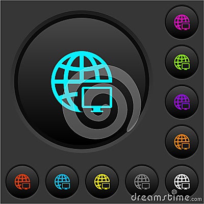 Remote terminal dark push buttons with color icons Stock Photo