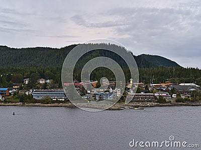 Remote village Bella Bella, part of Indian Reservation of Heiltsuk First Nation, on Campbell Island on the Lama Passage, Canada. Stock Photo