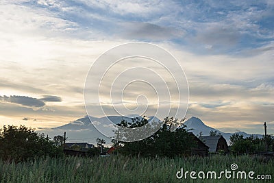 Remote village Kozyrevsk in the early morning Stock Photo