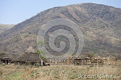 Remote village in south sudan Stock Photo