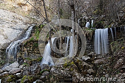 Remote waterfall in france Stock Photo