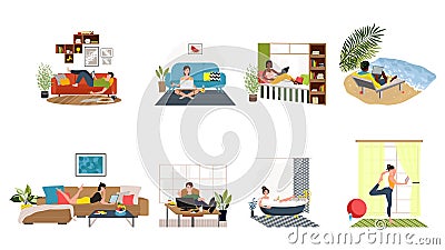 Freelance people work Vector Illustration